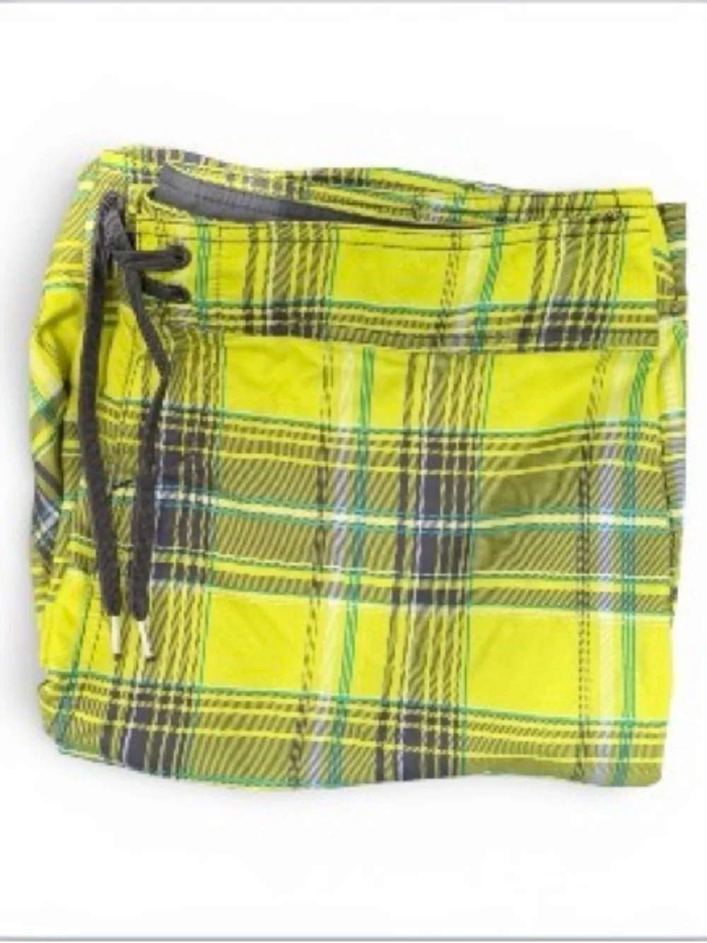 O'Neill Neon Green Plaid Cargo Swim Shorts